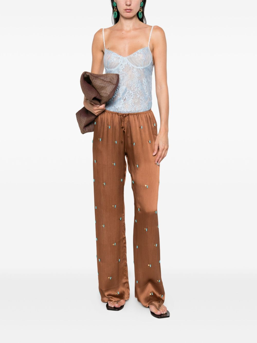 Manoce embellished drawstring trousers - 2