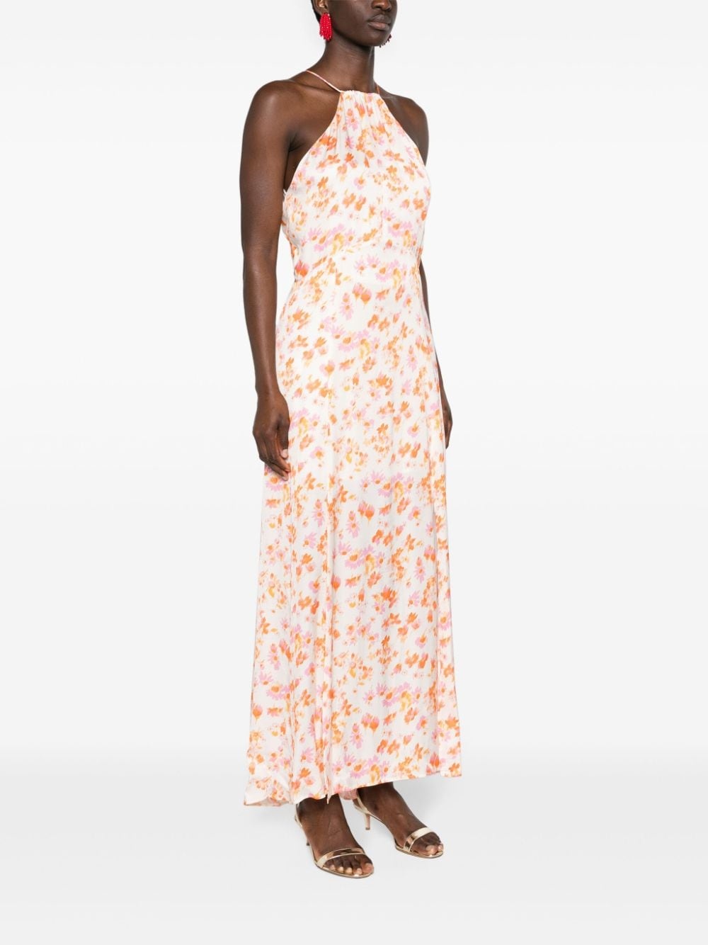 floral-print satin maxi dress - 3