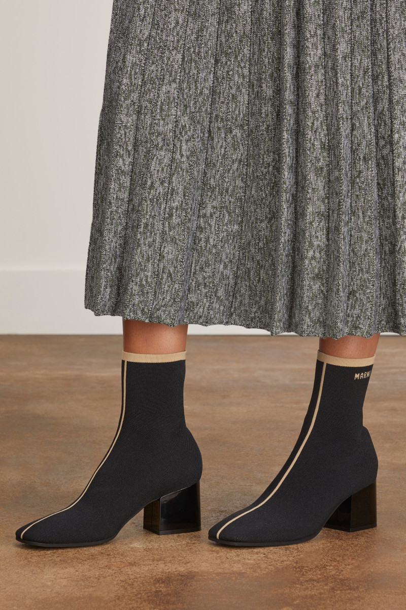 Marni Knit Ankle Boot in Black/Ecru outlook