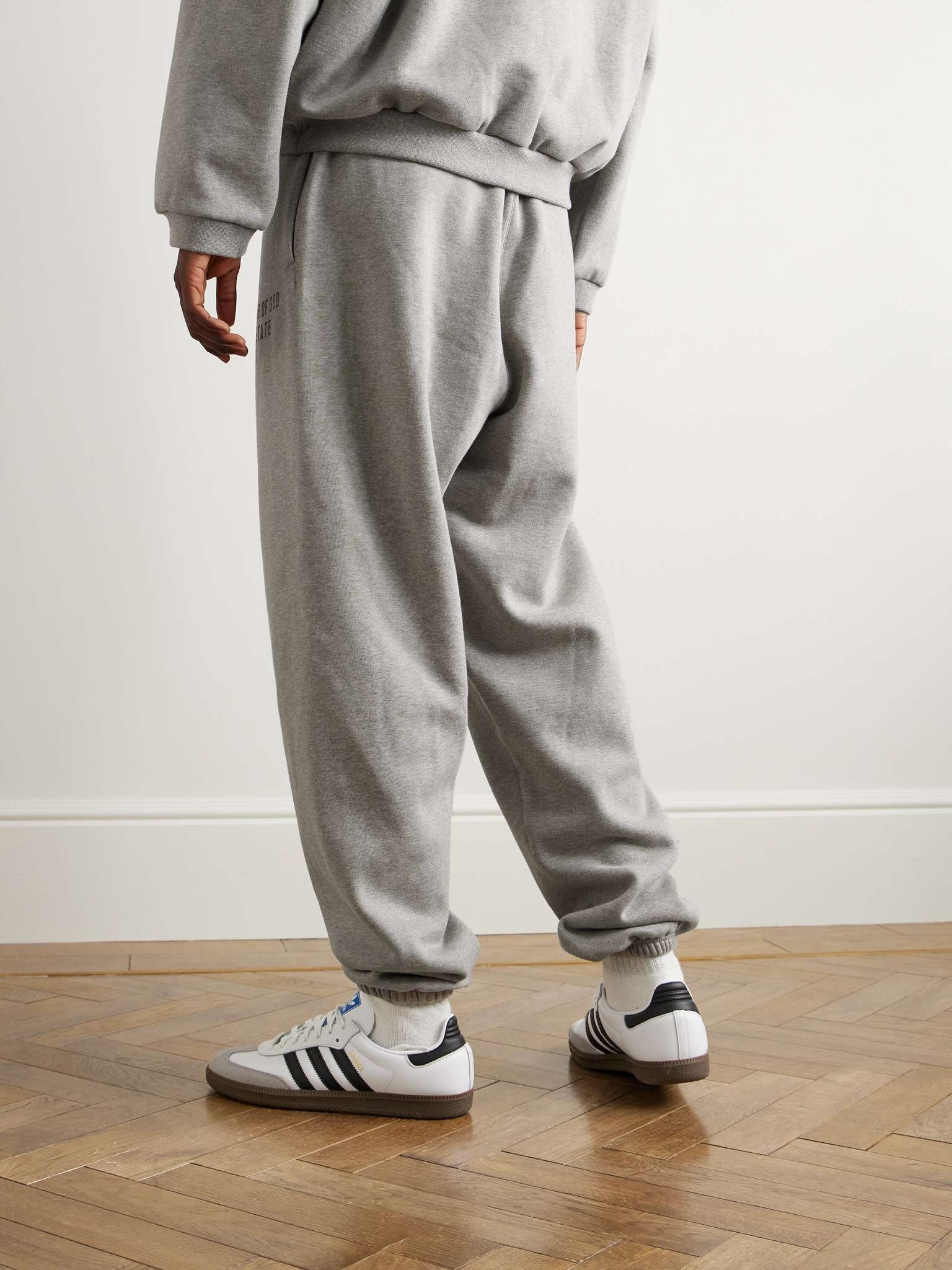 Tapered Logo-Print Appliquéd Cotton-Blend Jersey Sweatpants - 3