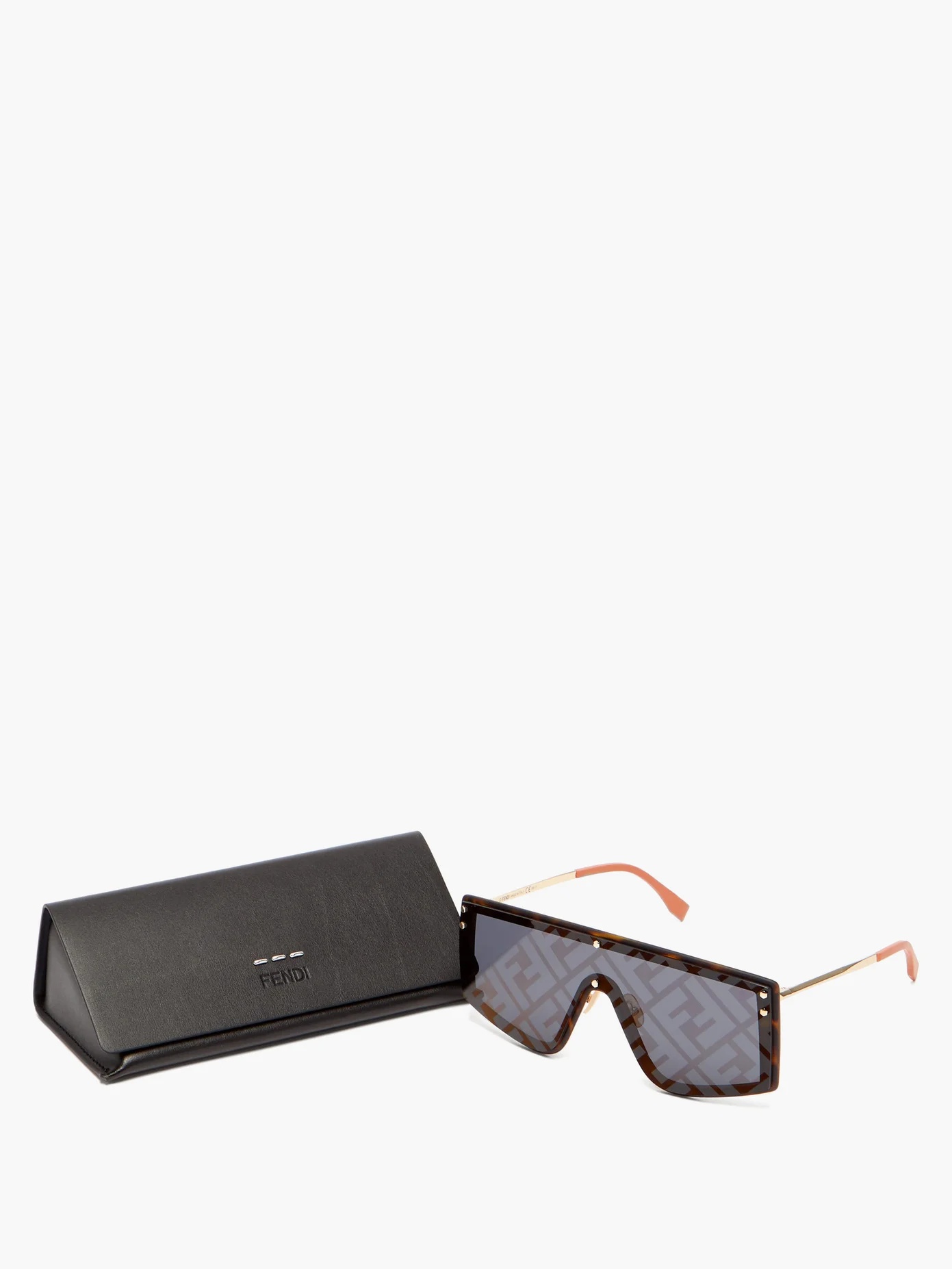 FF-print flat-top metal sunglasses - 5