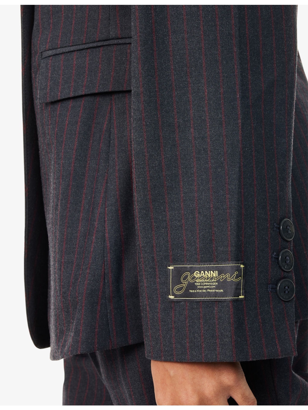 Striped Single-Breasted Woven Blazer - 5