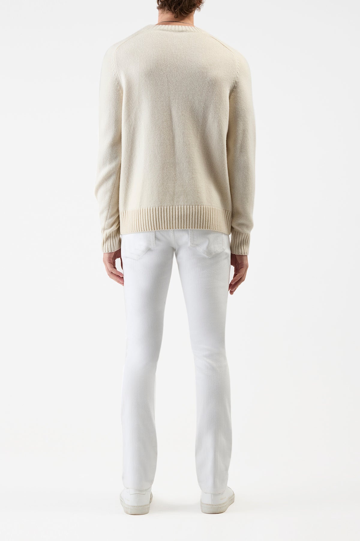 Daniel Knit Sweater in Ivory Cashmere - 4
