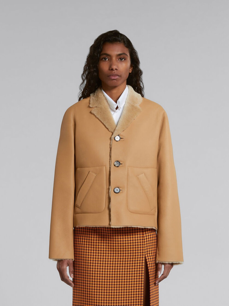 Marni BEIGE REVERSIBLE SHEARLING JACKET outlook