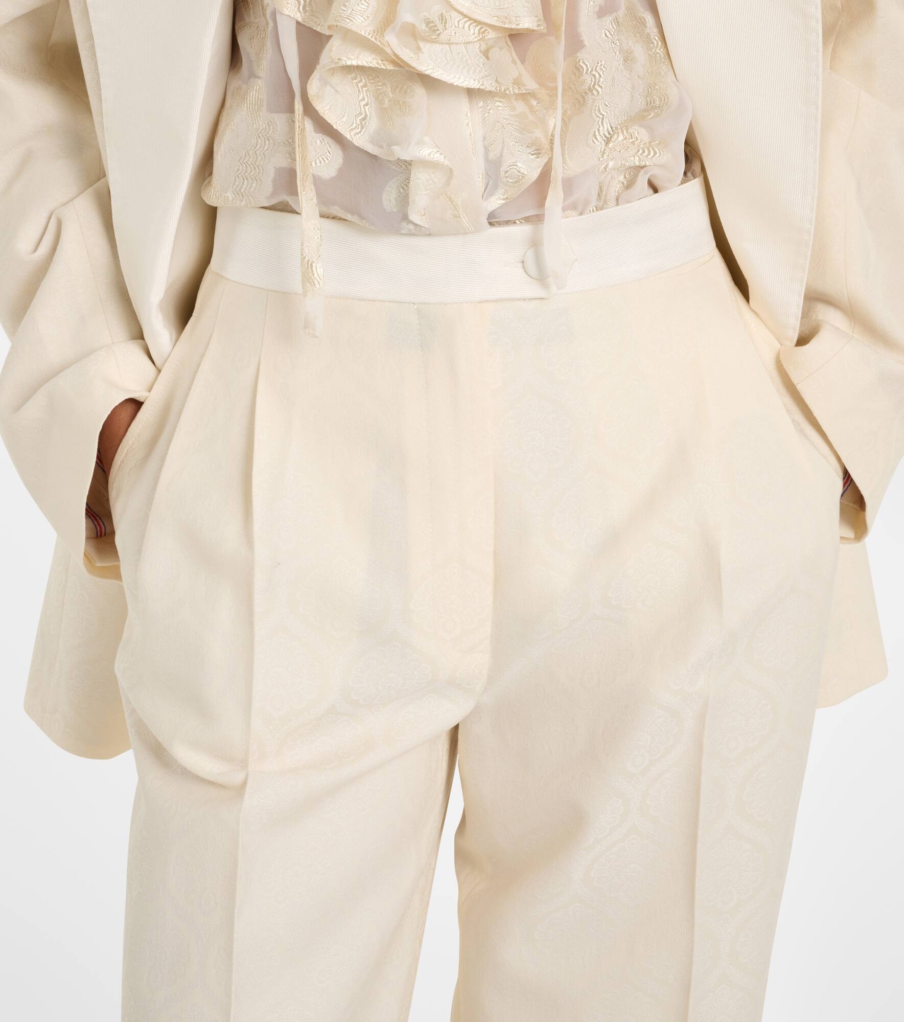 Cotton and wool straight pants - 4