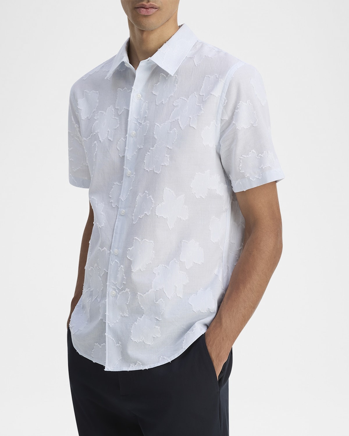 Men's Fil Coupe Floral Stripe Short-Sleeve Shirt - 4