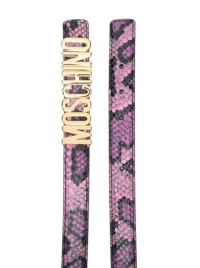 Moschino snakeskin-effect logo belt outlook