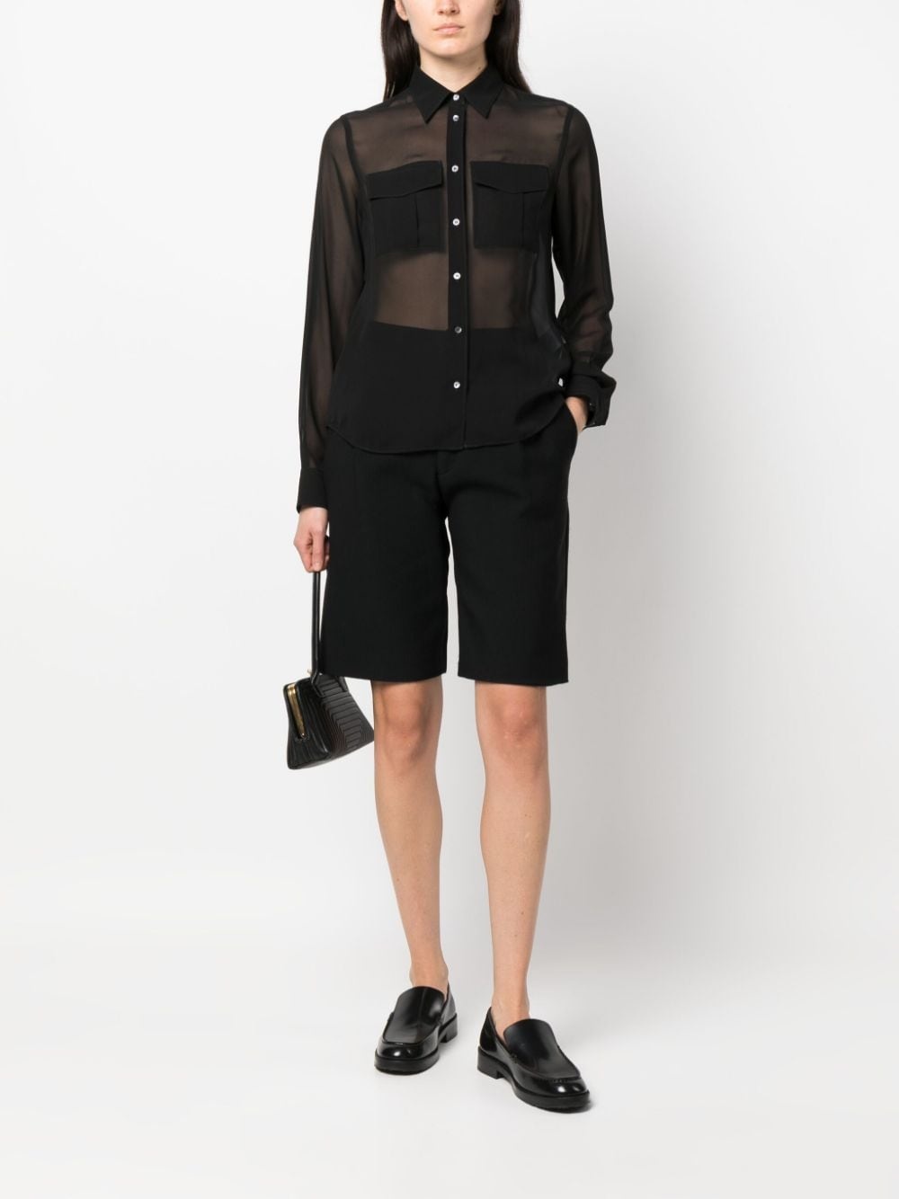 semi-sheer construction silk blouse - 2