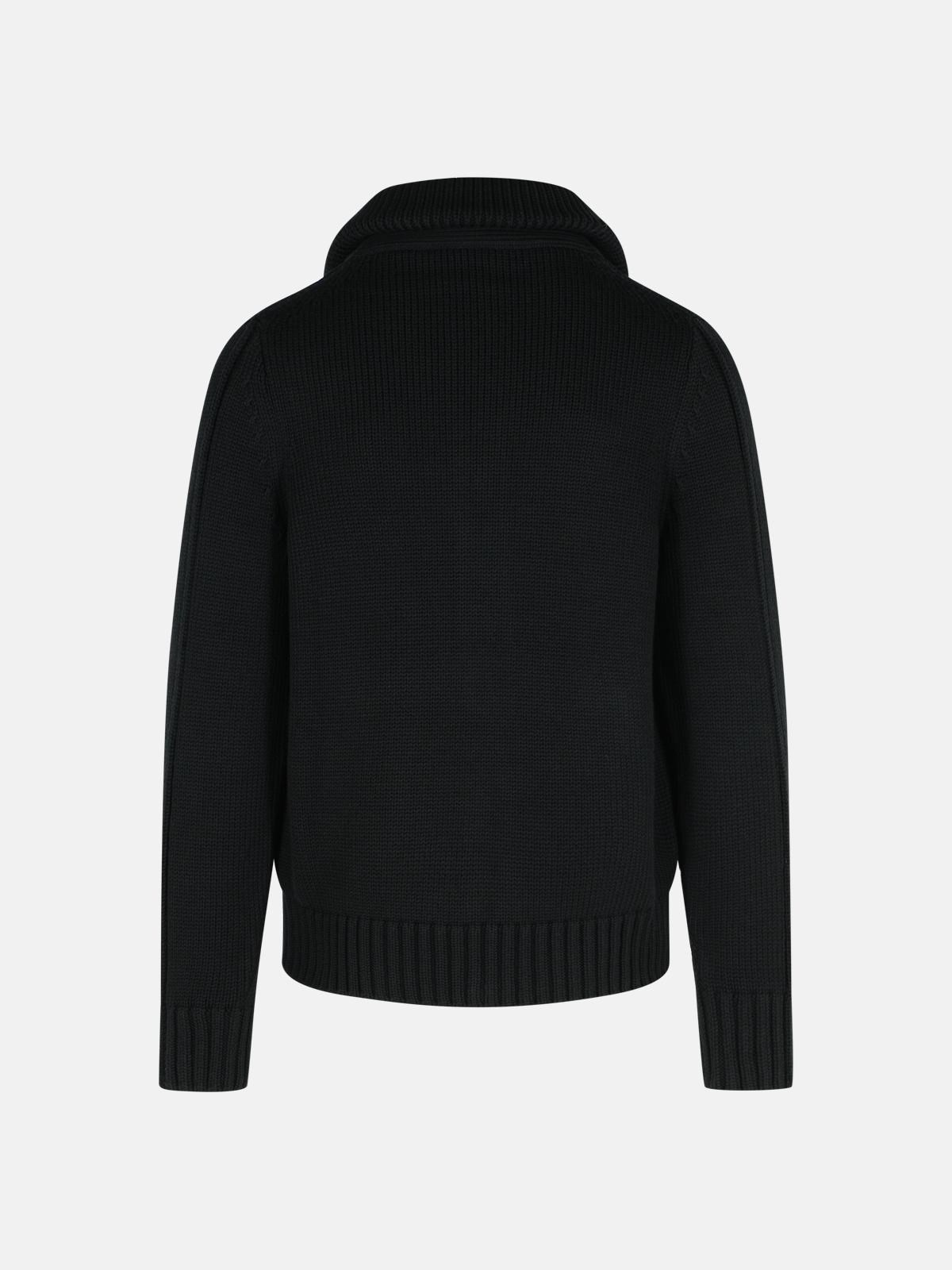 BLACK WOOL SWEATER - 3