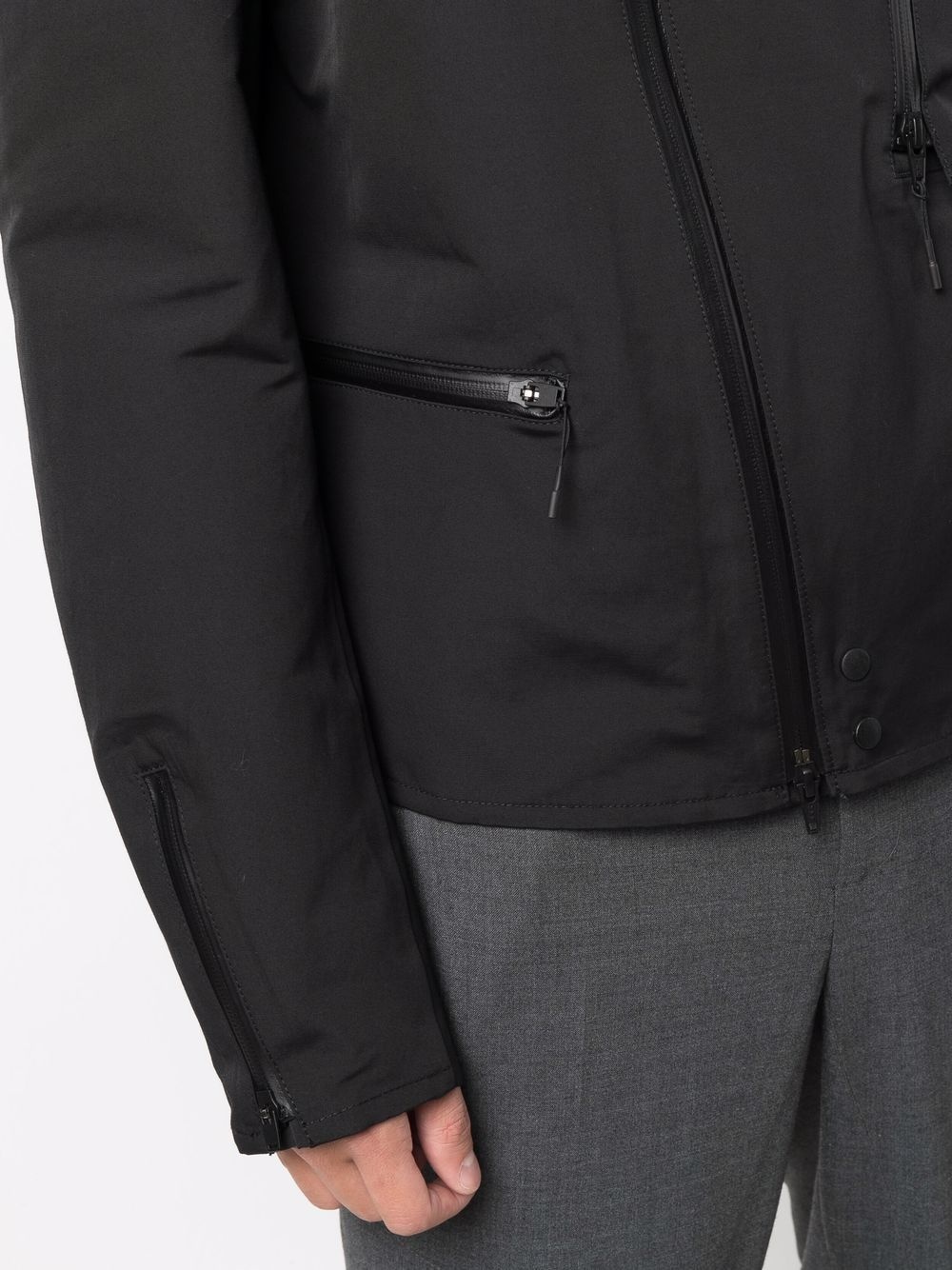 off-centre zip biker jacket - 5