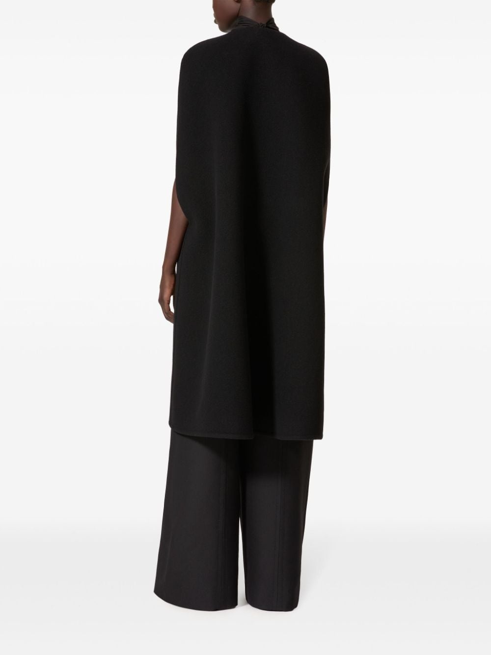crew-neck cape coat - 4