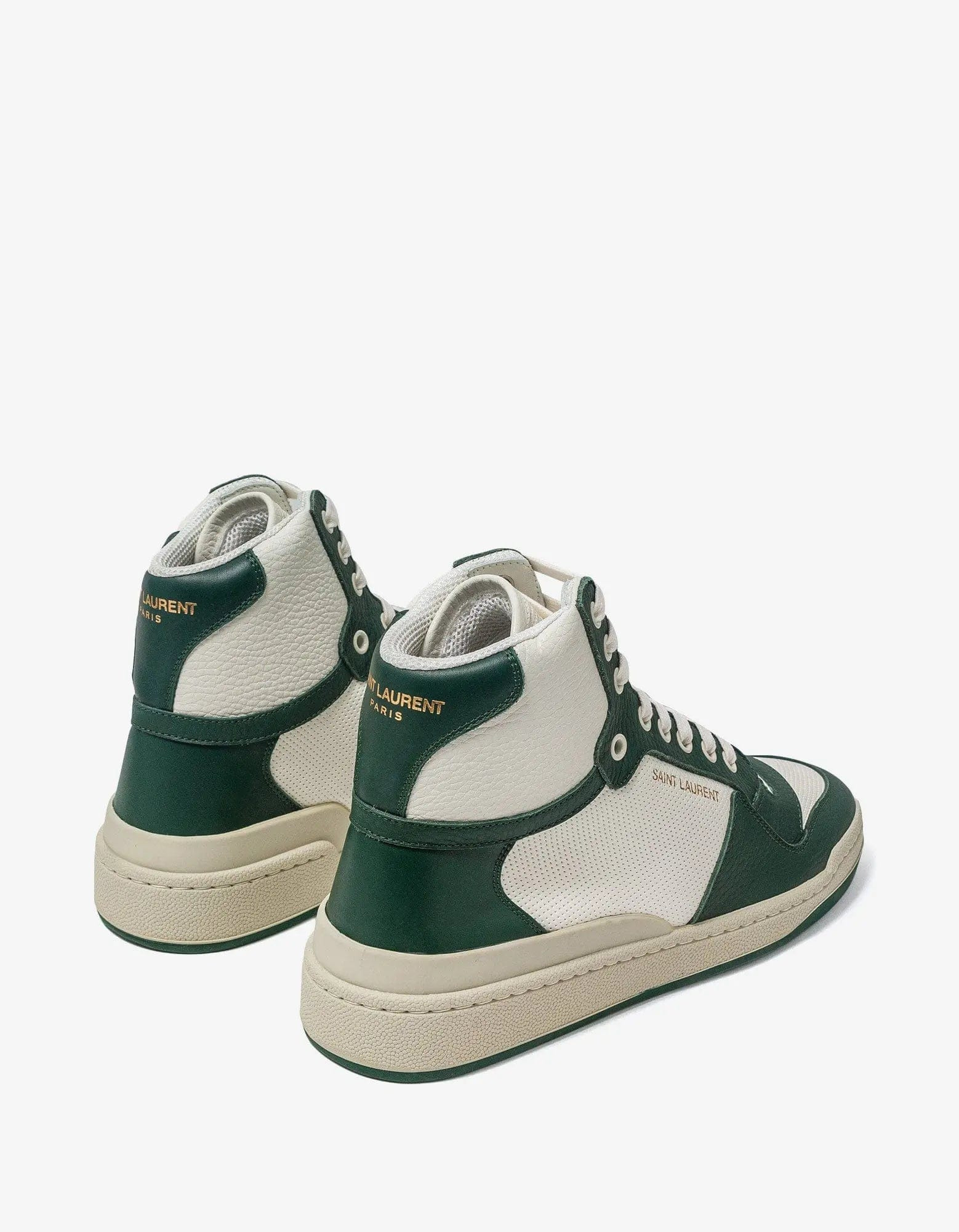 Saint Laurent White & Green SL/24 Mid Top Trainers - 5