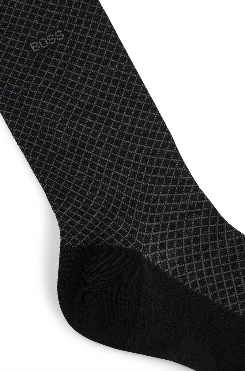 BOSS REGULAR-LENGTH PATTERNED SOCKS IN A MERCERIZED-COTTON BLEND outlook