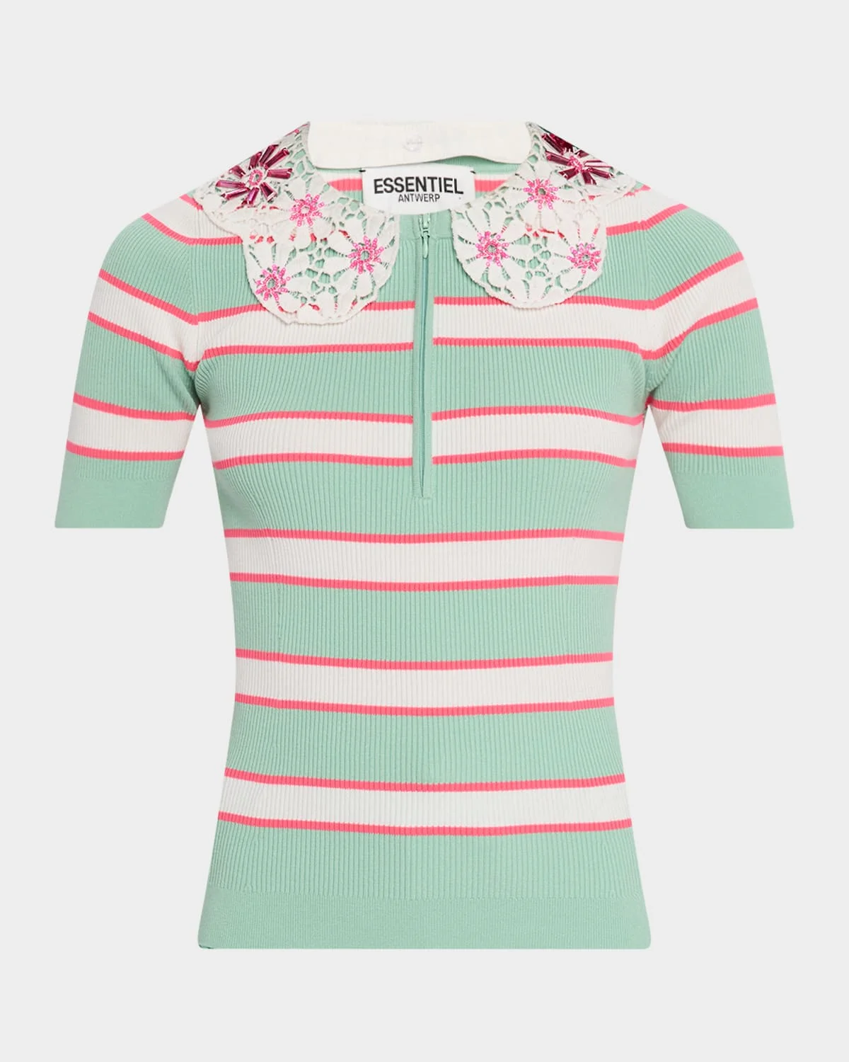 Iota Knitted Striped Polo - 1