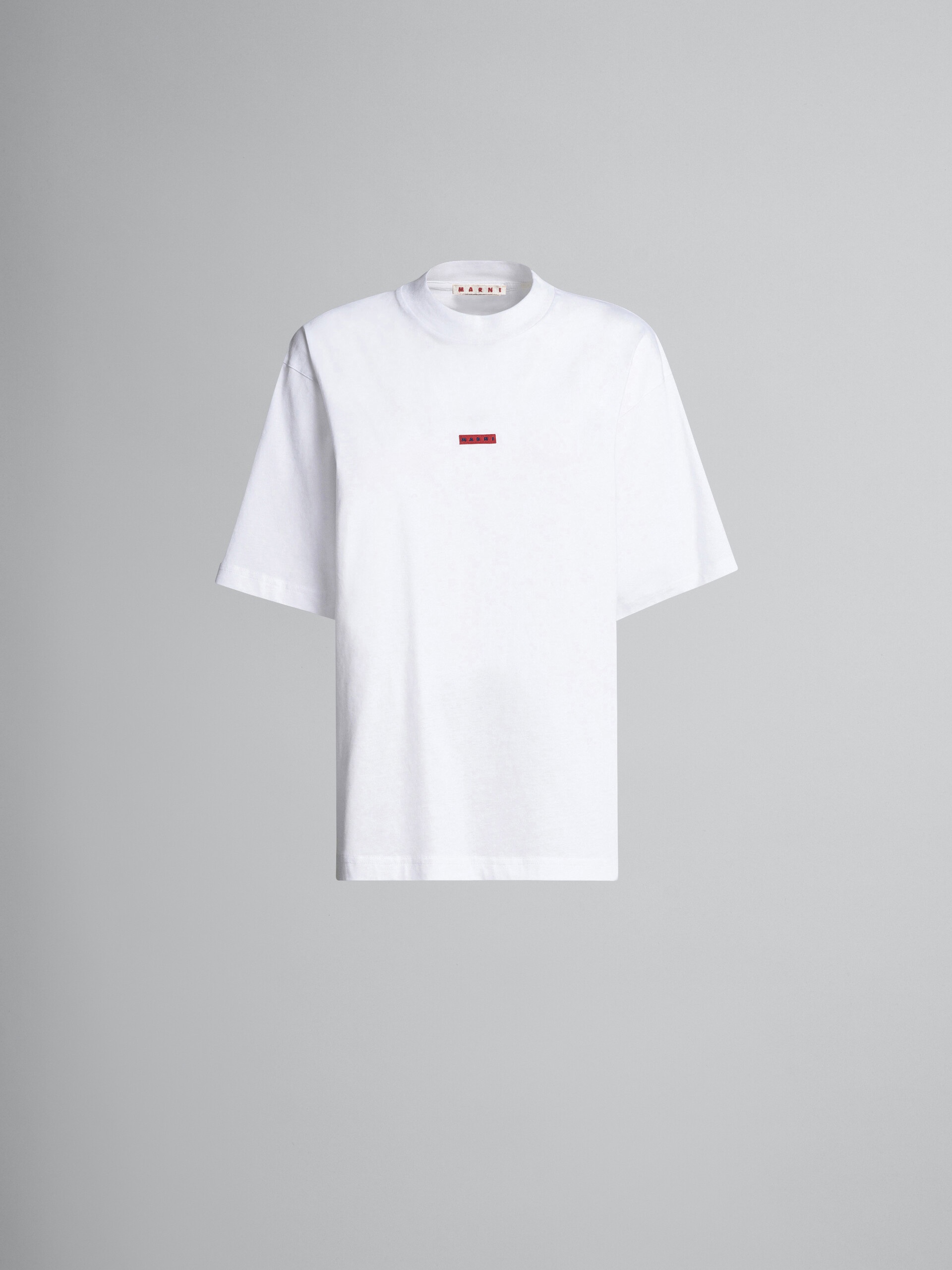 WHITE COTTON JERSEY LOGO T-SHIRT - 1