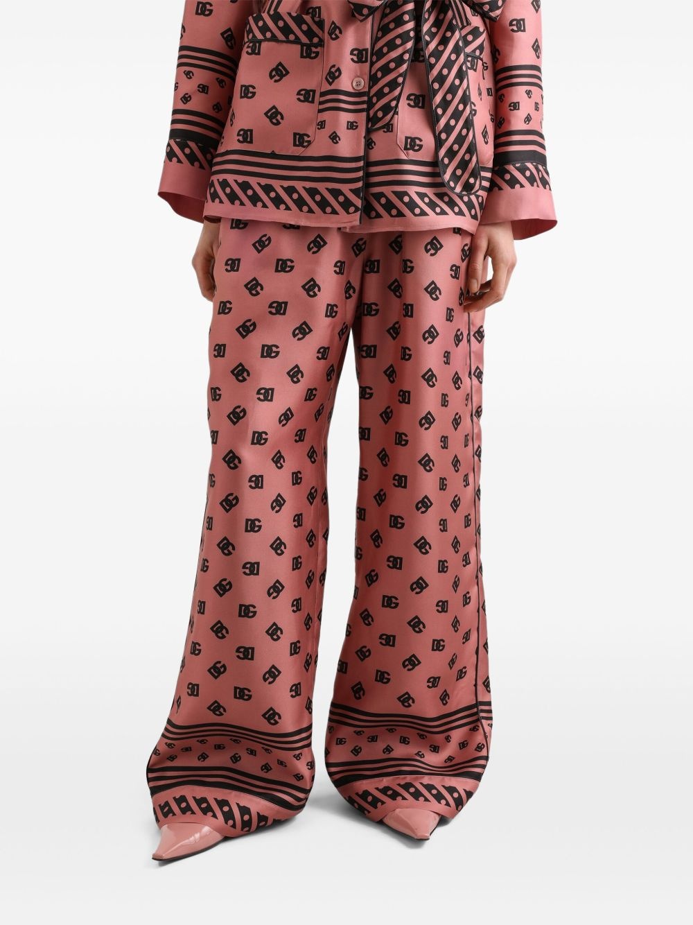 logo-print palazzo pants - 4