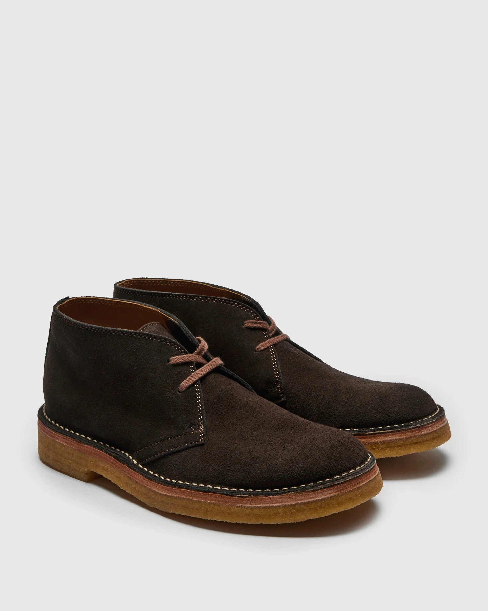 Military Desert Boots in Japanese Suede Dark Brown - 1