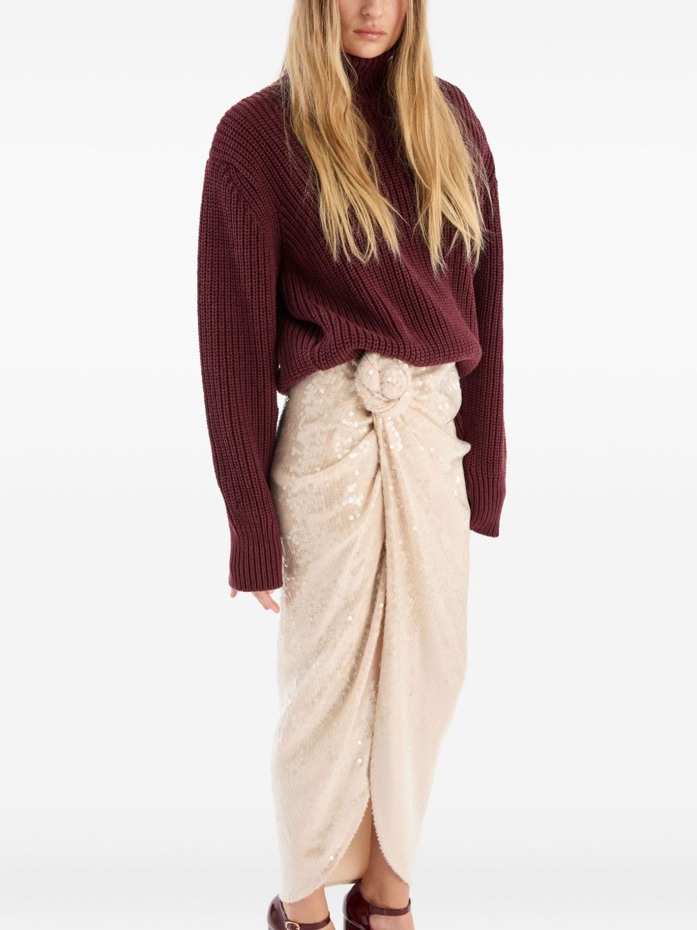 flower-detail sequin-embellished maxi skirt - 4