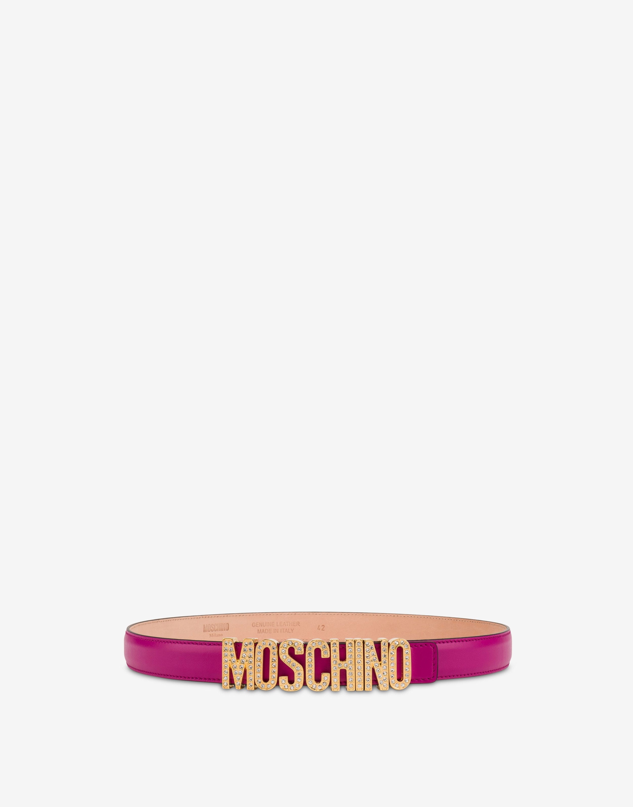 CRYSTAL LETTERING CALFSKIN BELT - 1