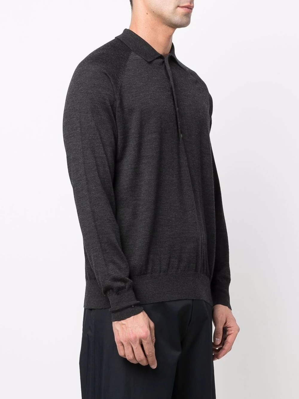 wool long-sleeve polo shirt - 3