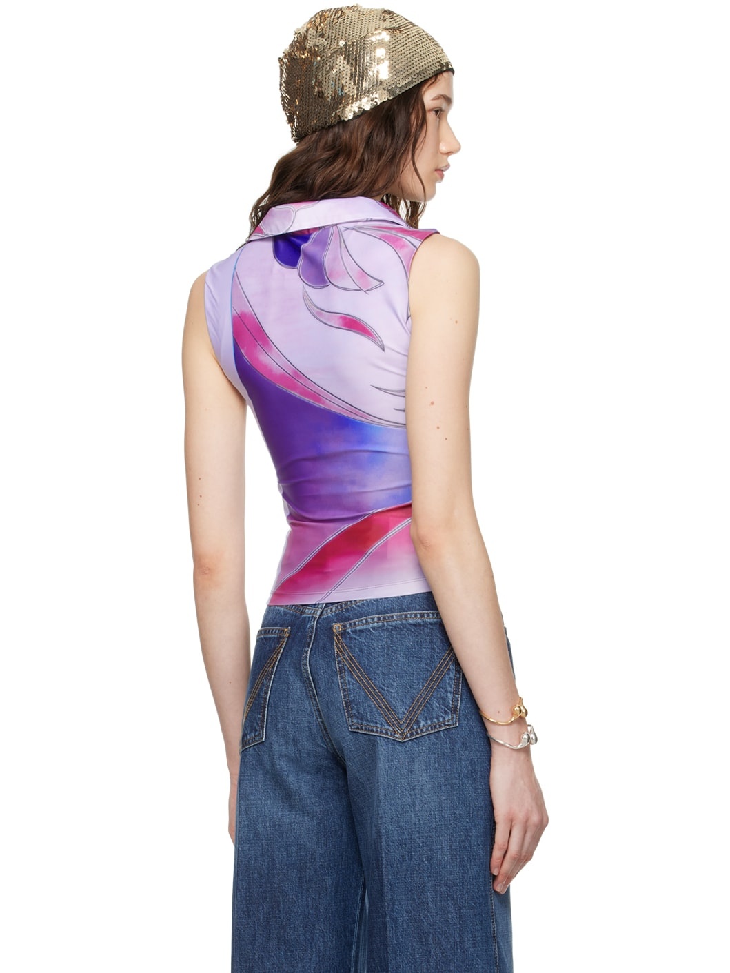 Purple Printed Tank Top - 3