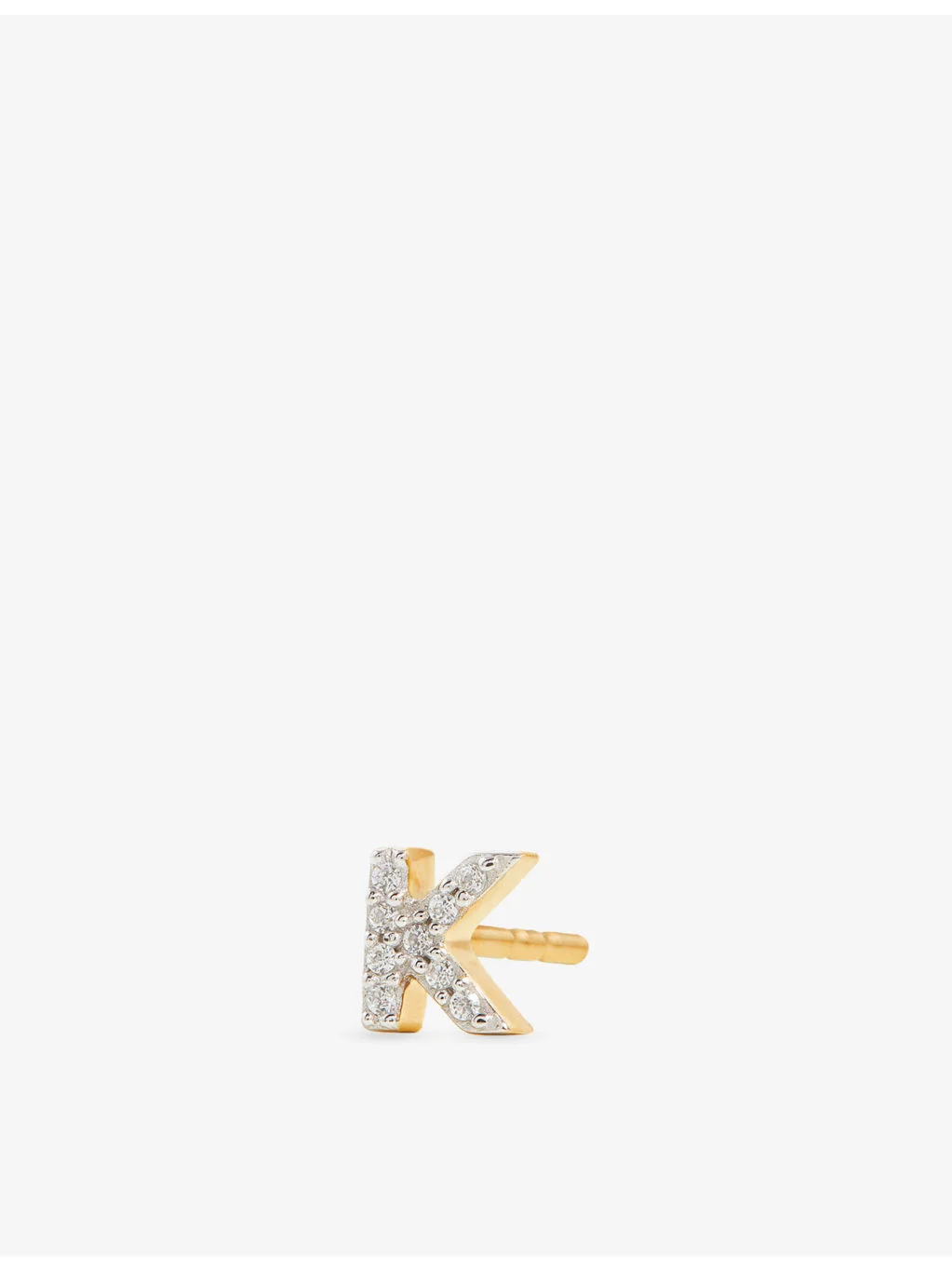 Initial K Pave Initial 18ct Gold Vermeil And Cubic Zirconia Single Stud Earring - 1