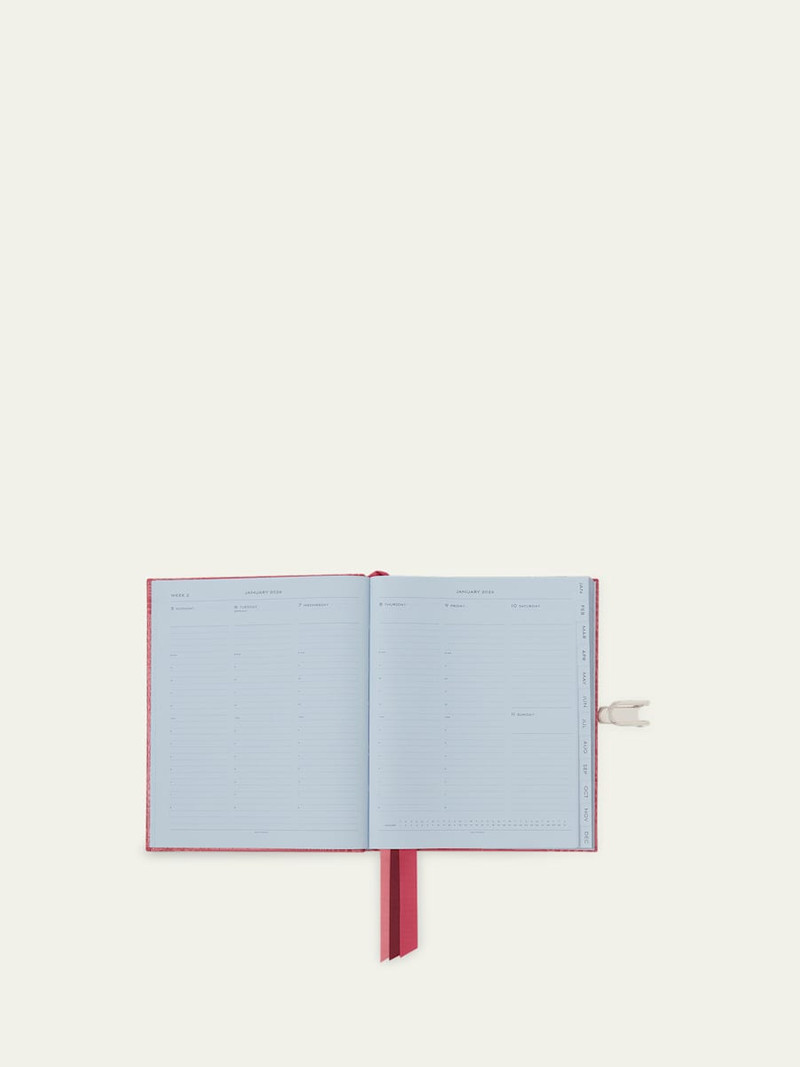 Smythson Portobello 2026 Weekly Vertical Agenda in Mara Croc-Embossed Leather outlook