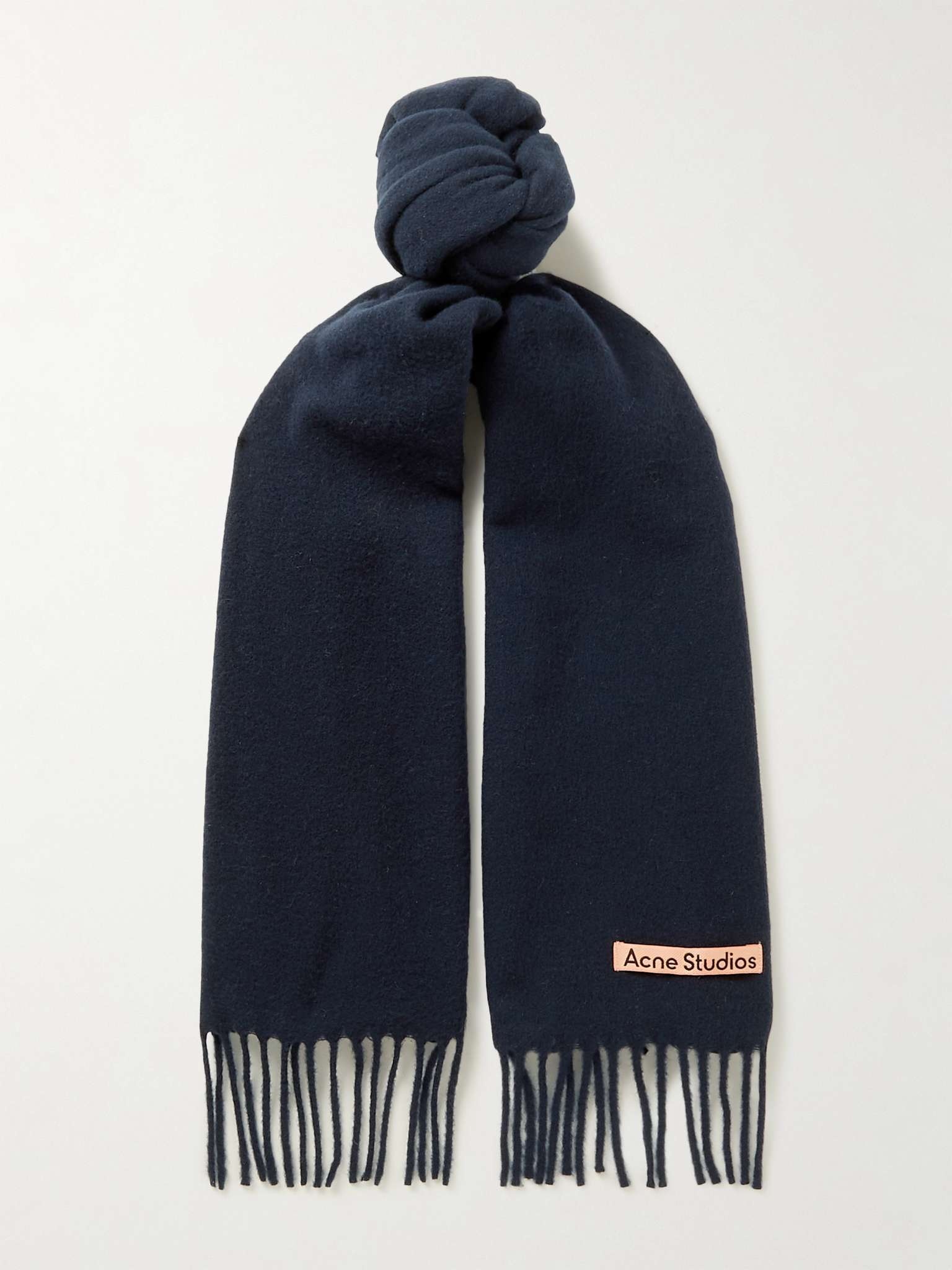 Logo-Detailed Fringed Wool Scarf - 1