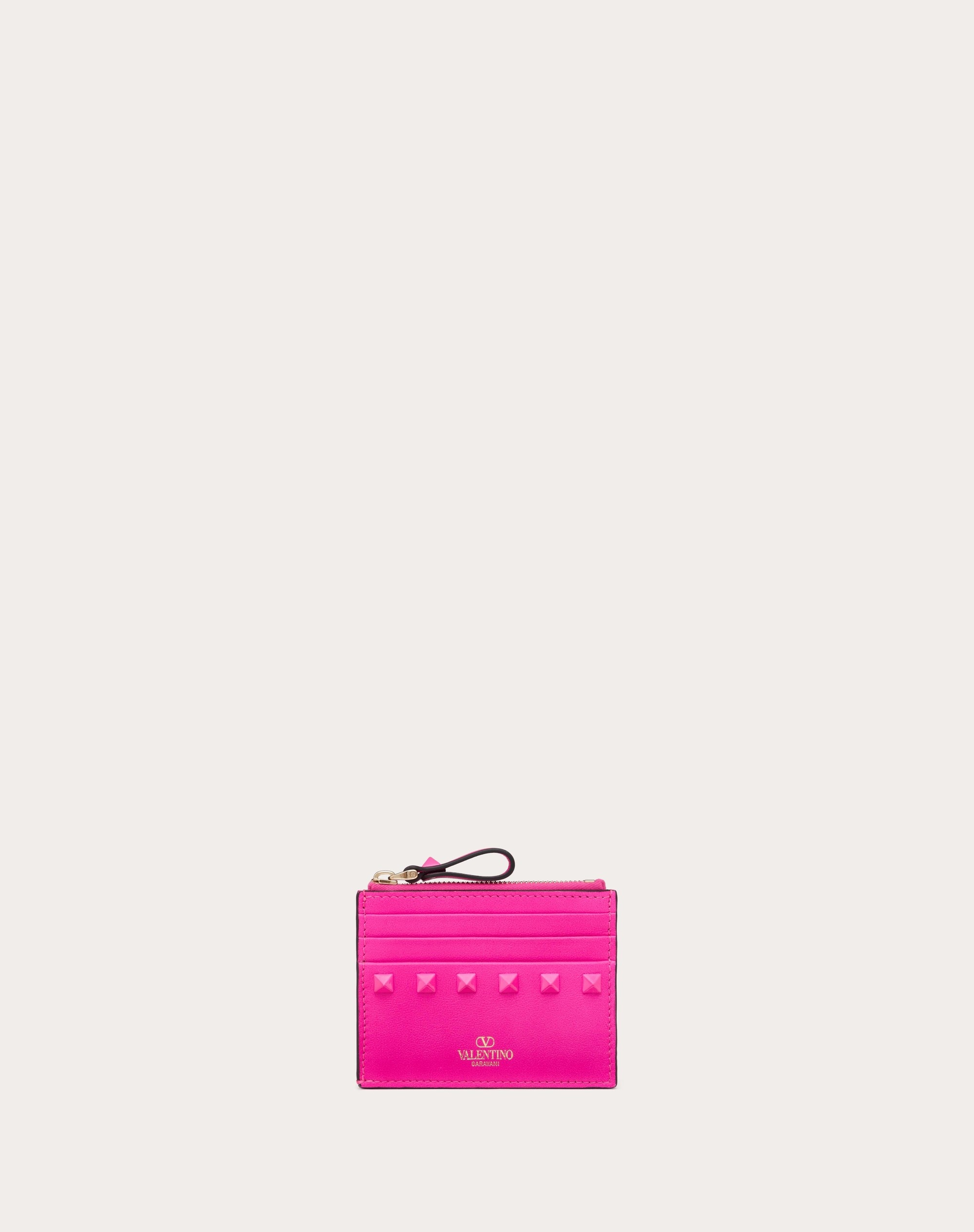 ROCKSTUD CALFSKIN CARDHOLDER WITH ZIPPER - 1