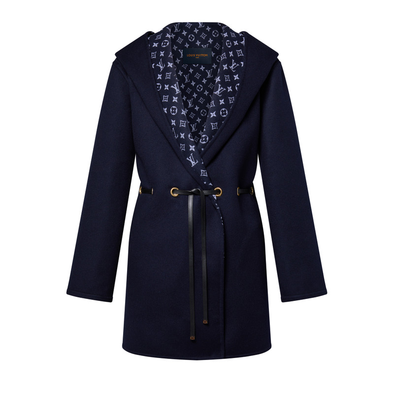 Hooded Drawstring Wrap Coat 1