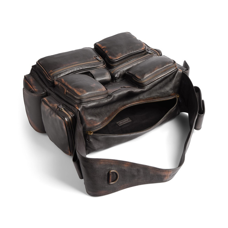Men's Superbusy Large Sling Bag Used Effect in Brown 4