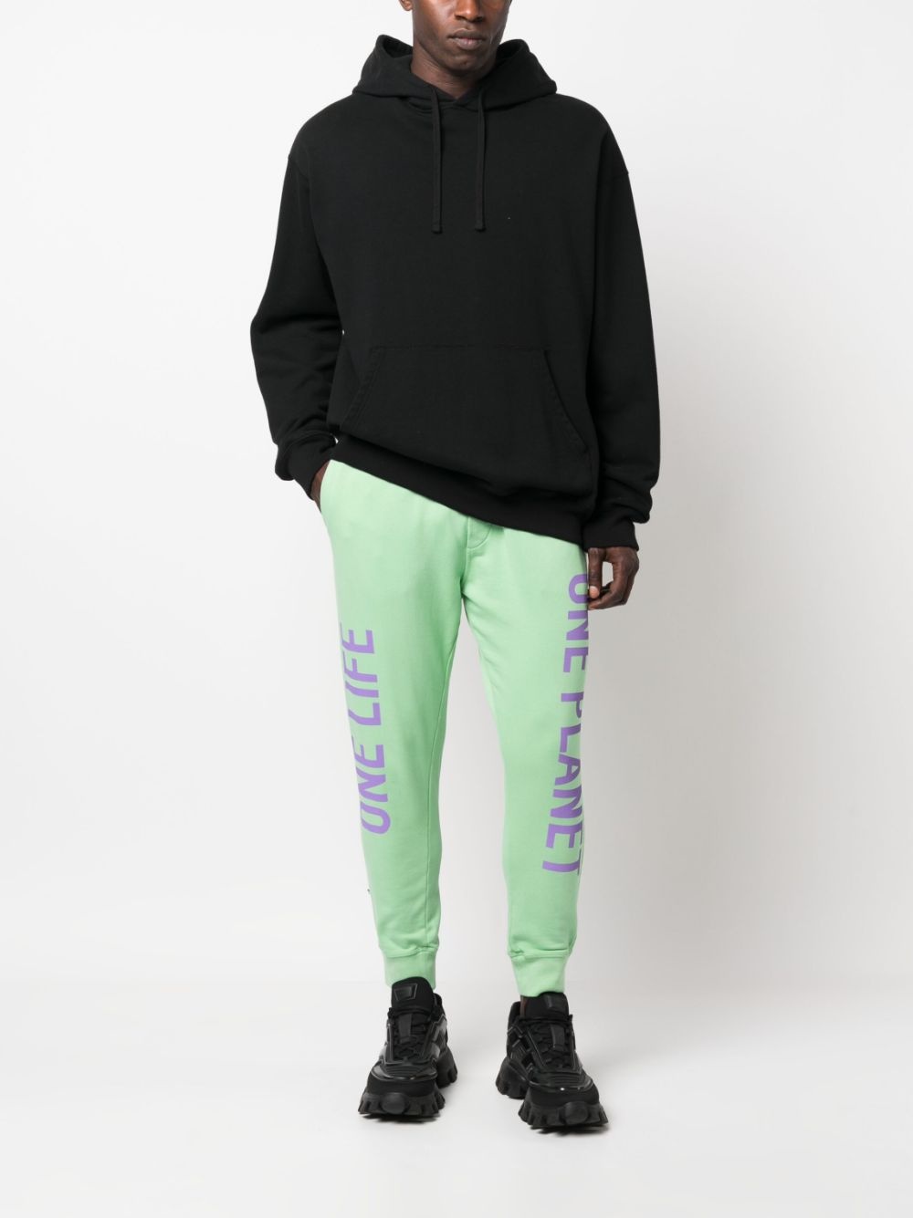 slogan-print cotton track pants - 3
