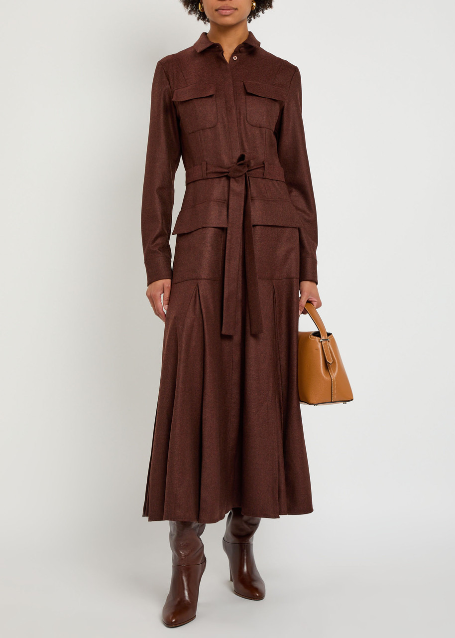 Gabriela Hearst Meyer Belted Wool-blend Midi Shirt Dress - 4