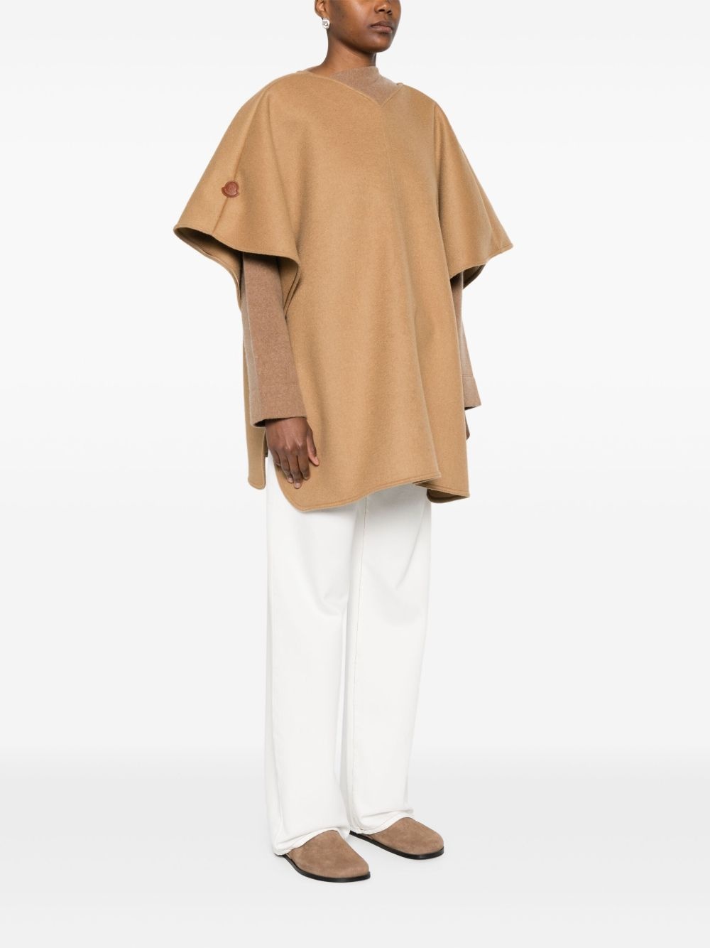 wool-blend poncho - 3
