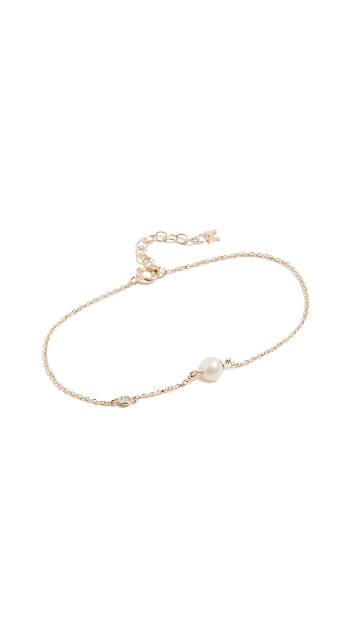 14K   Pearl and Diamond Chain Bracelet - 5