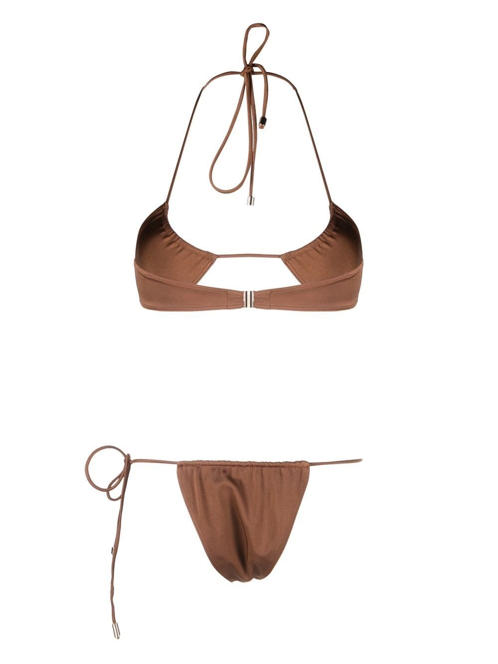 halterneck tie-fastening bikini set - 2