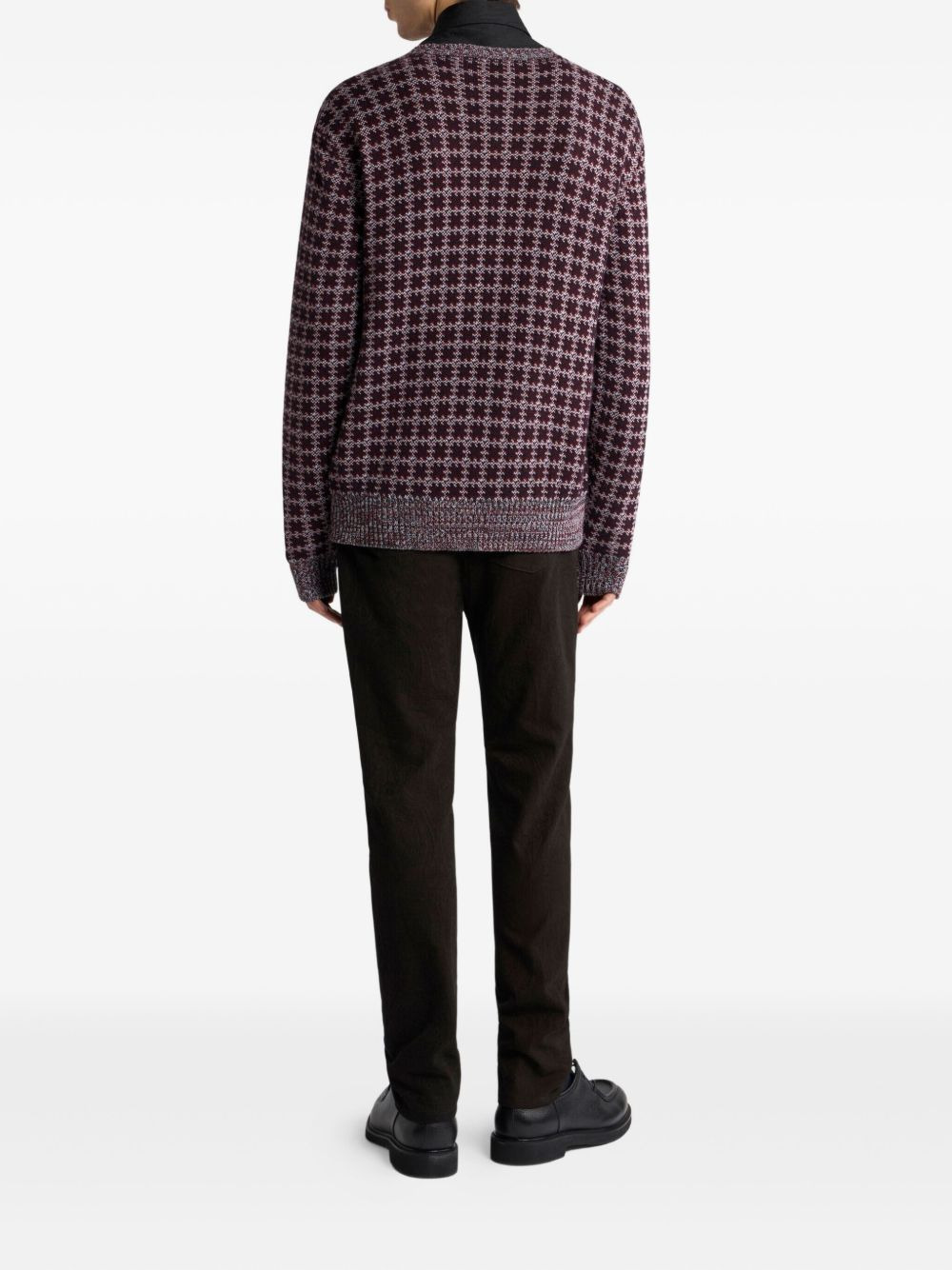 Pegaso-embroidered geometric-pattern cardigan - 3