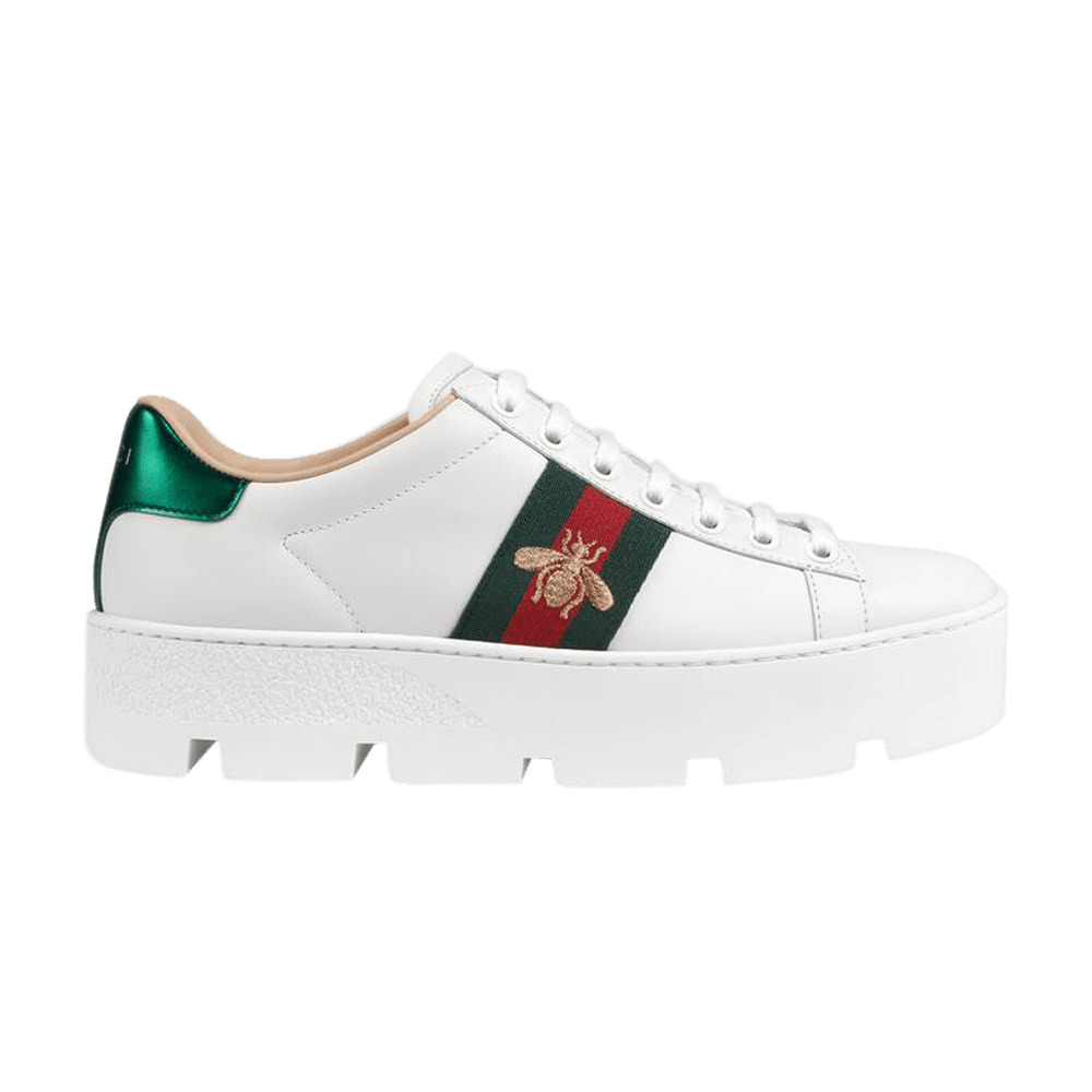 Gucci Wmns Ace Embroidered Platform 'White' - 1