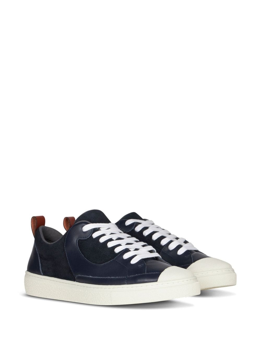 panelled leather sneakers - 2