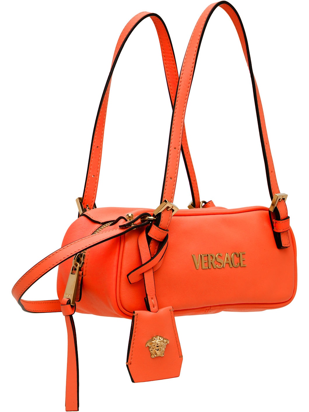 Orange Versace Tag Bowling Mini Bag - 2