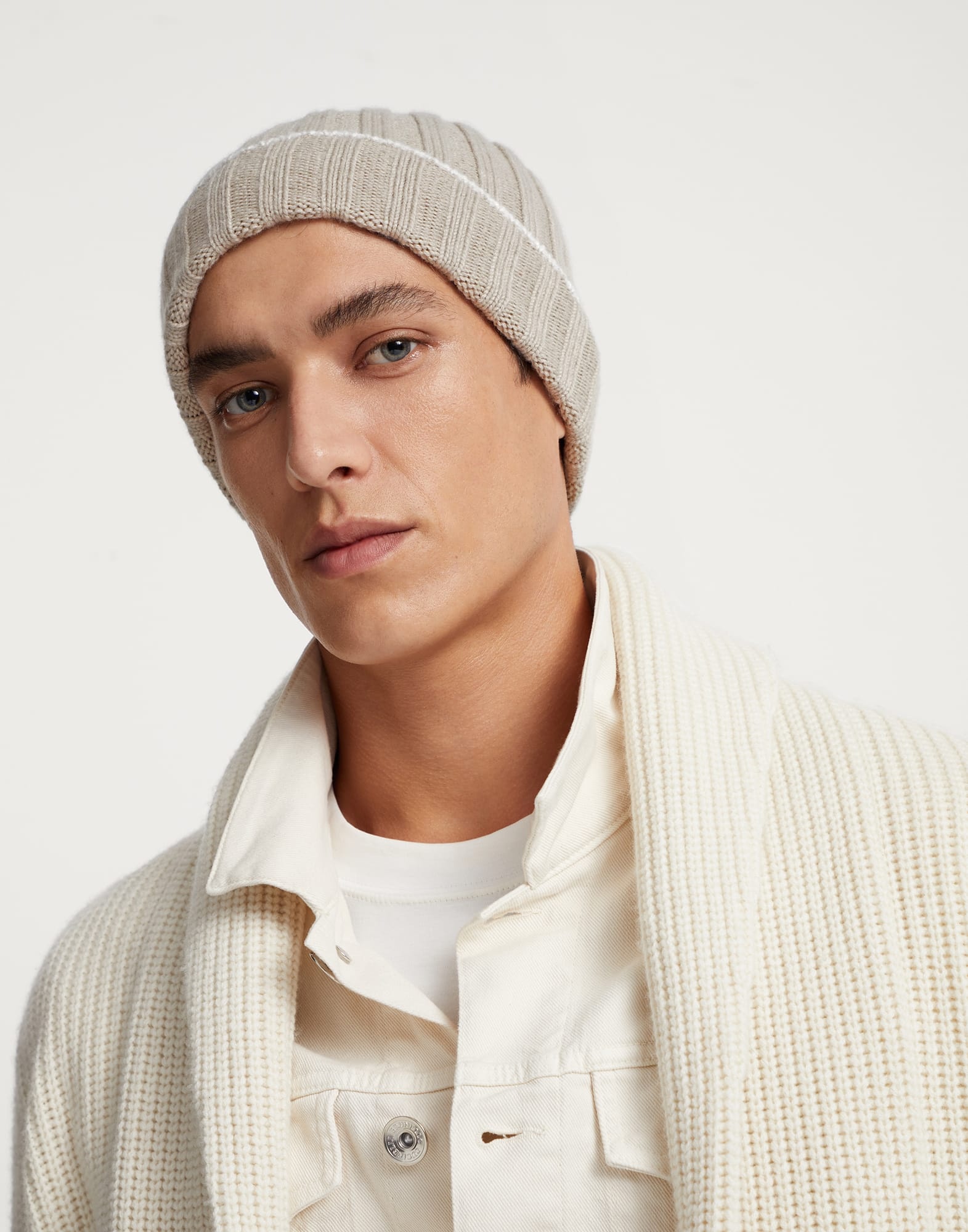 Cashmere rib knit beanie - 3