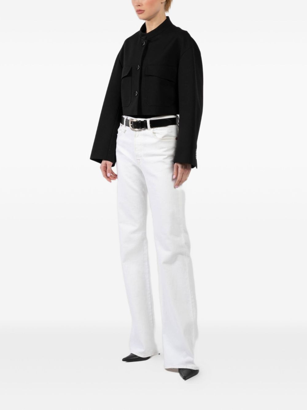 pocketed cropped jacket - 3