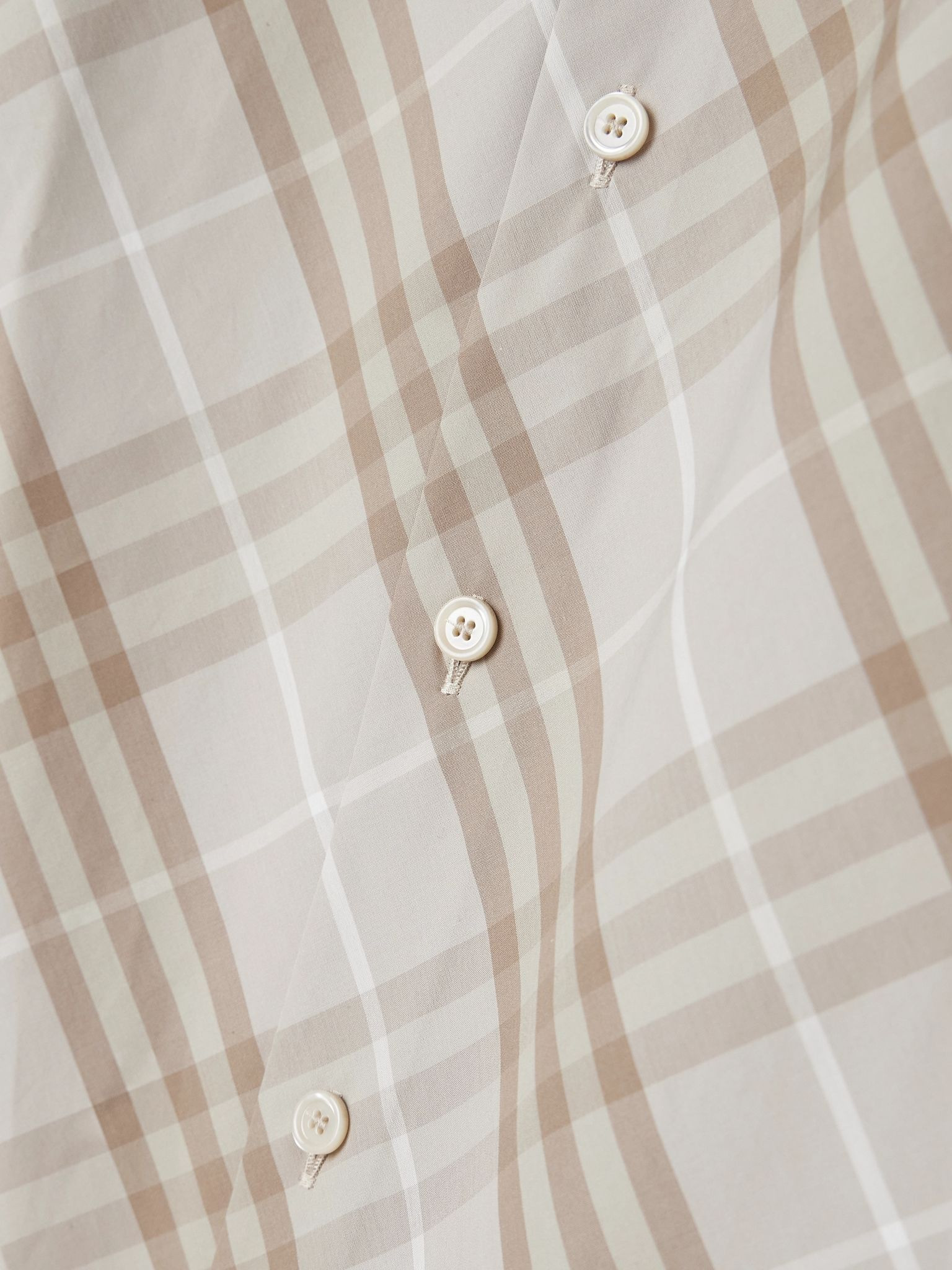 Checked cotton-poplin shirt Taupe - 5