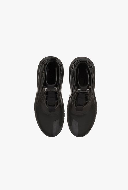 Black leather and canvas B-Army sneakers - 4