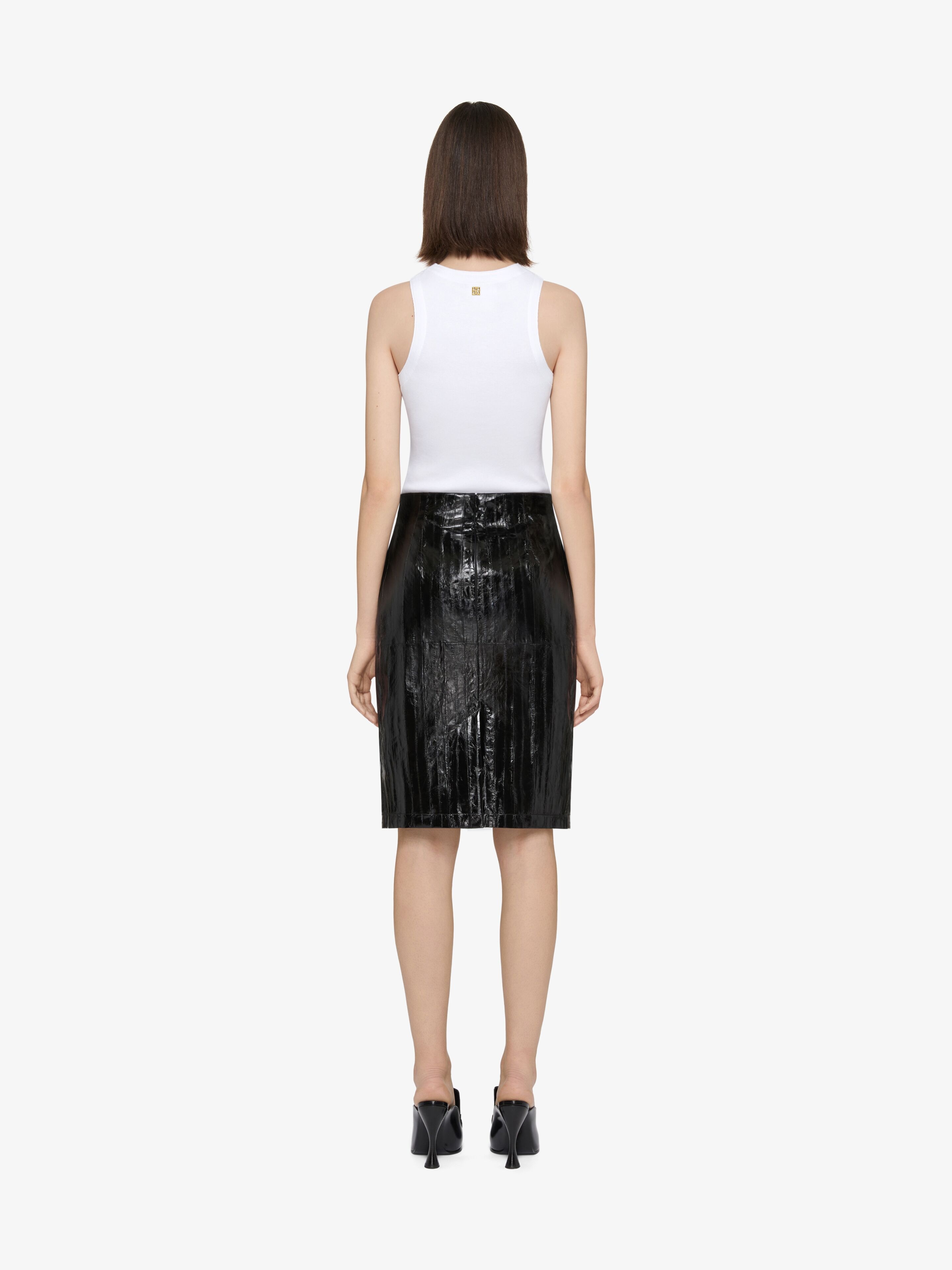 SLIM FIT TANK TOP IN COTTON WITH LACES AND 4G DETAIL - 3