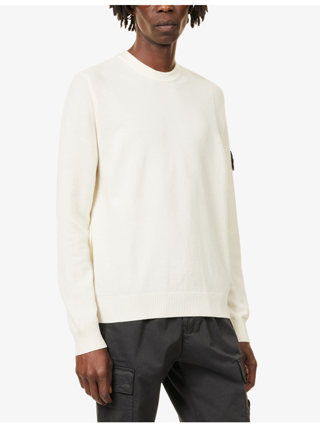 Logo-Patch Crewneck Wool-Blend Crew Jumper - 3