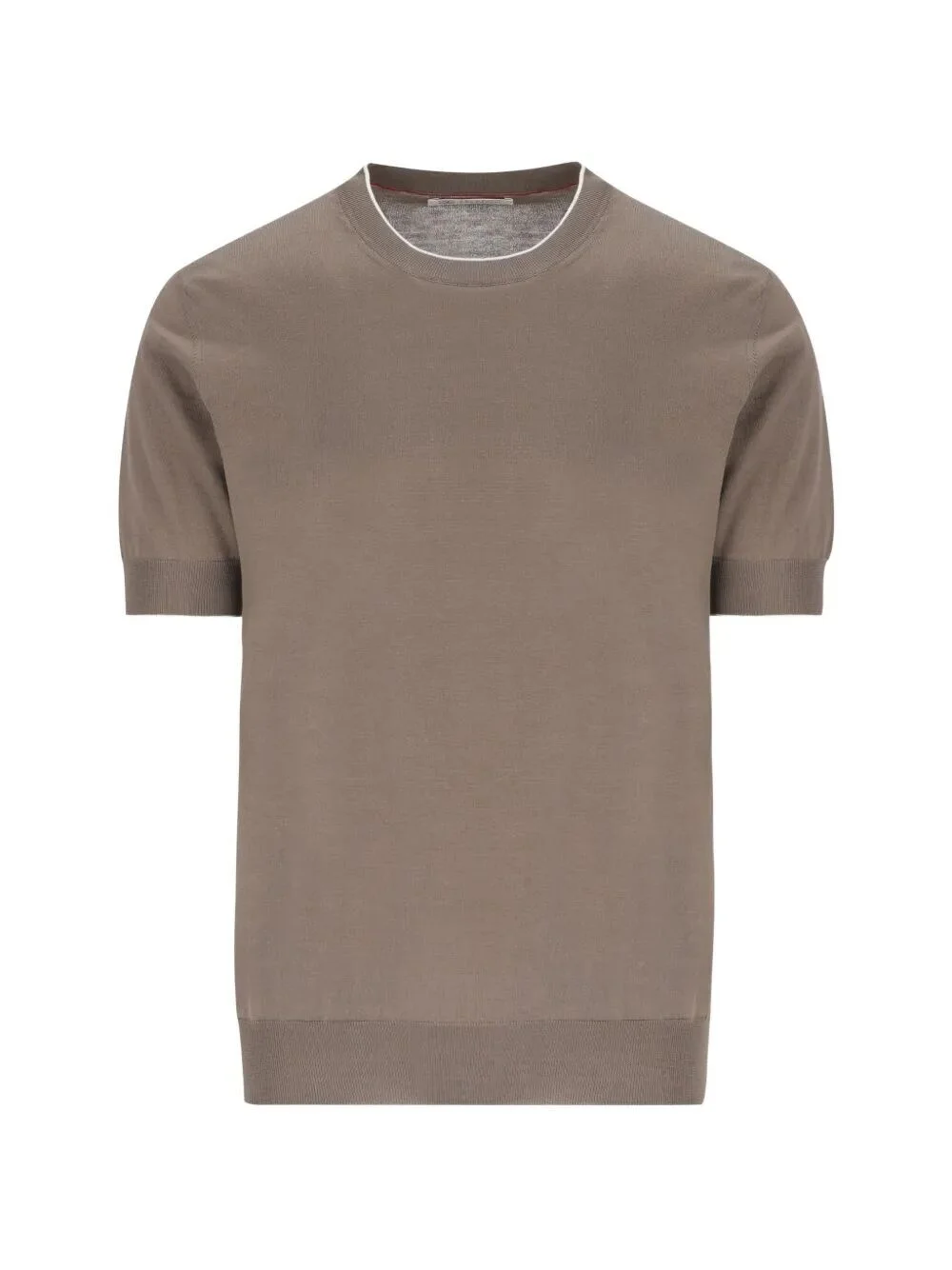 Cotton Lightweight Knit T-Shirt With Contrast Details - 1