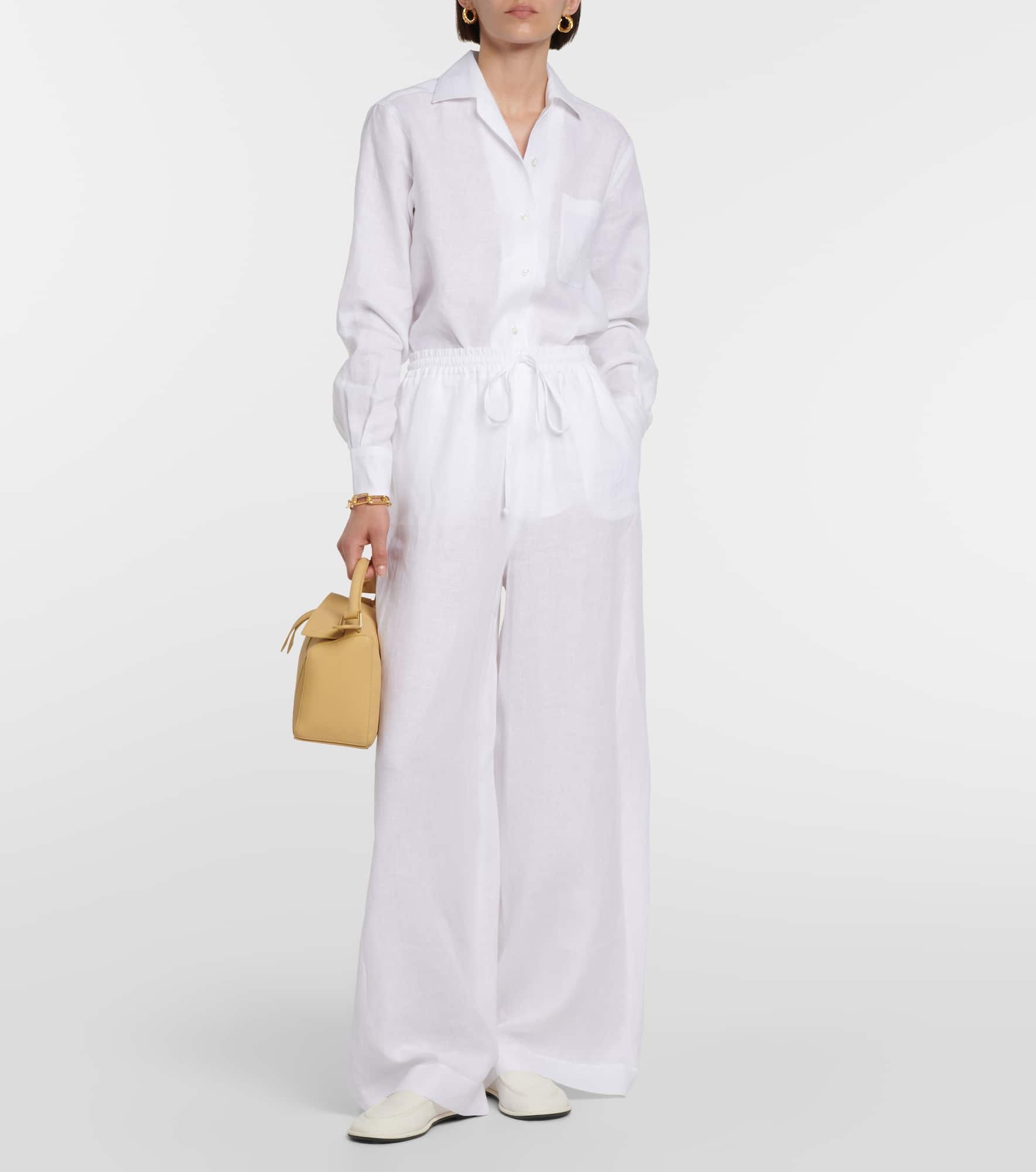 High-rise wide-leg linen pants - 2