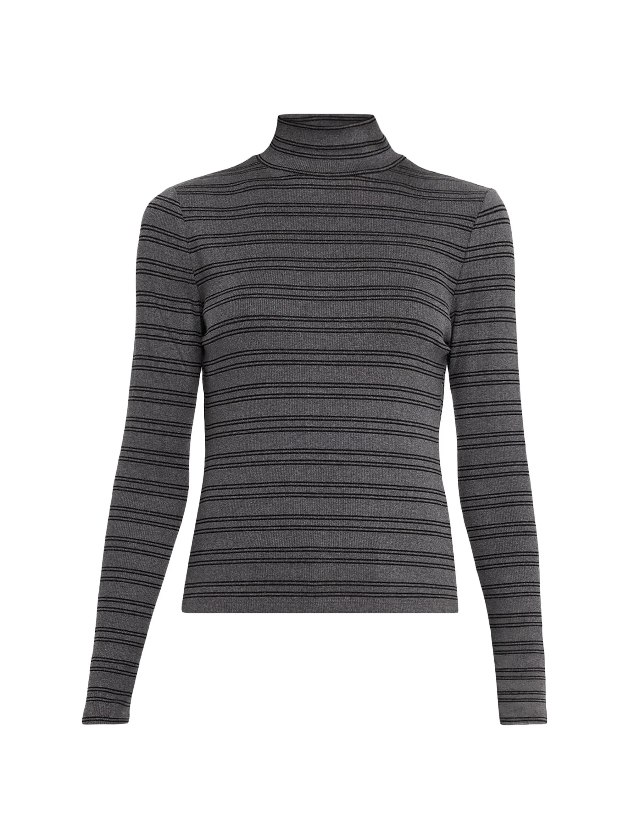 Women's Nate Striped Rib-Knit Cotton-Blend Top - Heather Grey - 1