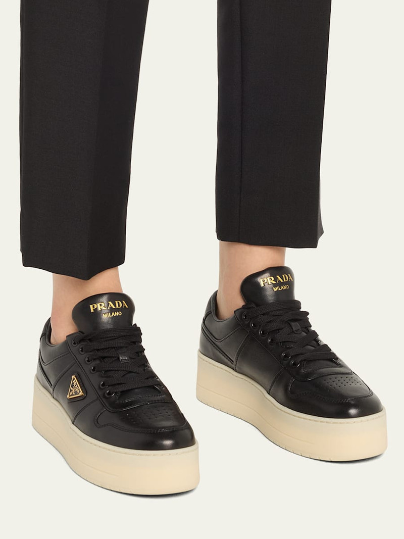 Prada Downtown Leather Low-Top Platform Sneakers outlook